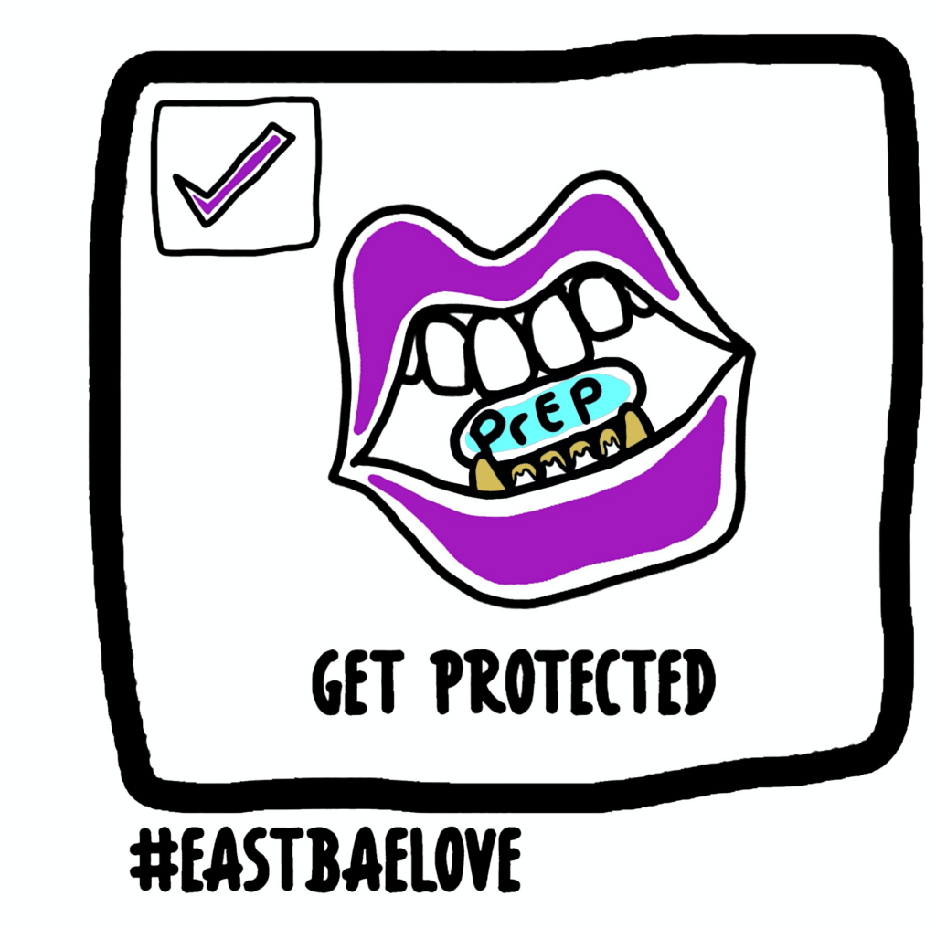 Get Protected (illustration of PrEP pill in mouth)